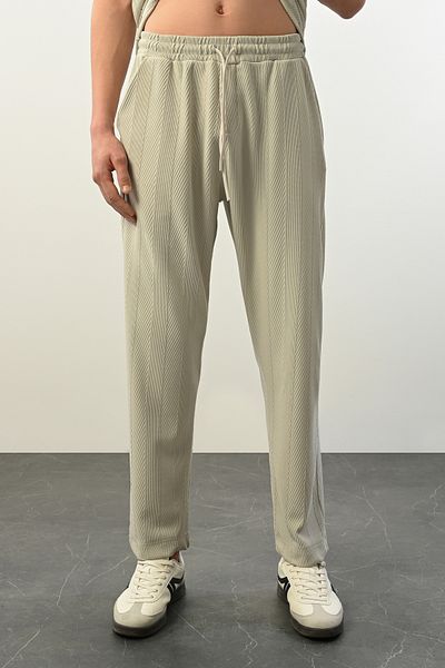 İLKCET MODA Ανδρικό παντελόνι Oversize με χοντρή γραμμή