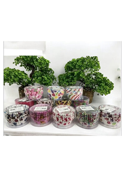Trend Home Life 100 Adet Orta Boy 3x7cm Muffın Cupcake Kağıdı, Renkli Kağıt Muffın Kek Kalıbı Desenli