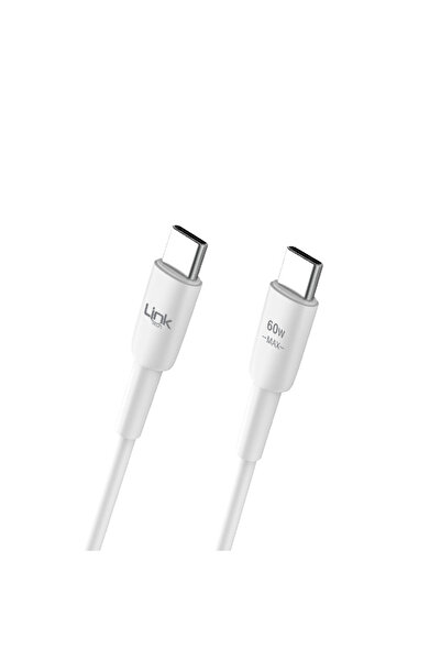 Linktech K604 Safe Type-c - Type-c 60w Hızlı Şarj Kablosu 1mt Beyaz
