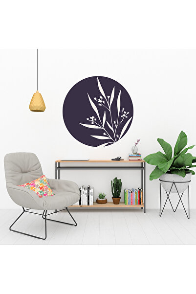 KOSS Dijital Autocolant rotund cu model de flori albastre - Decor modern abst...