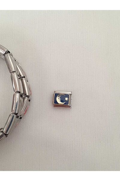 bijoux uniques Italian Charm Night Series Steel Moon & Star