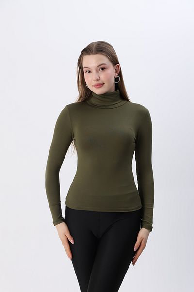 ziend fashion Women's Khaki Green New Season Full-Top Turtleneck Bodysuit