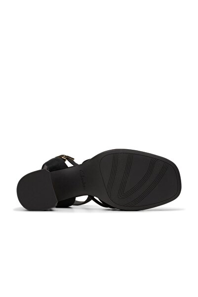 CLARKS Black Suede Sandals For Womens
