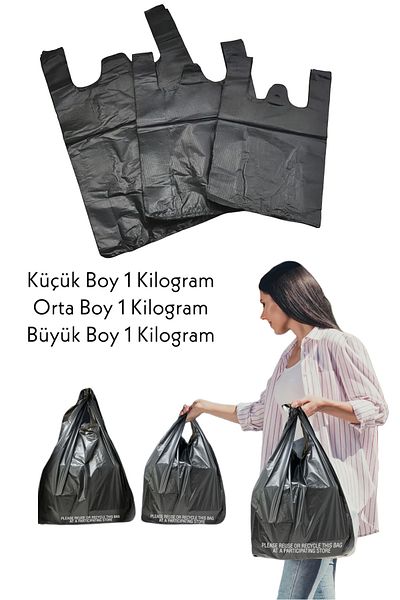 Özkan Ambalaj Temizlik 3 Kilogram 3 Size Thick Black Monopoly Garbage Market Toilet Bag Small-Medium-Large Size