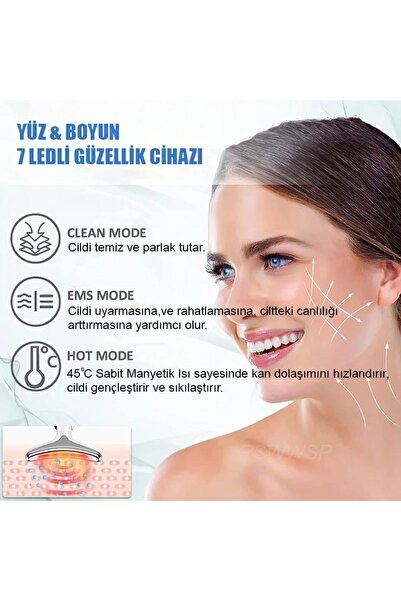 Genel Markalar Kırışıklık Karşıtı Güzellik Cihazı Sıcak Kompres Işık Terapisi Ems Yüz Masajı Boyun Kaldırma