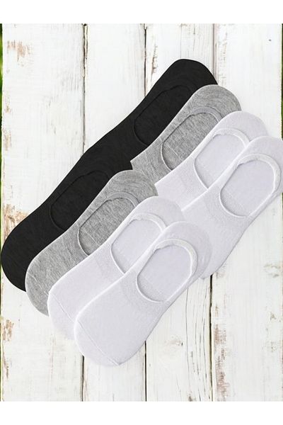 Marlin Women's Men's Plain Pattern 6-Piece Cotton Ballerina Socks