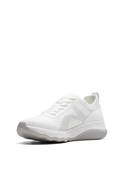 CLARKS White Knit Shoes For Women