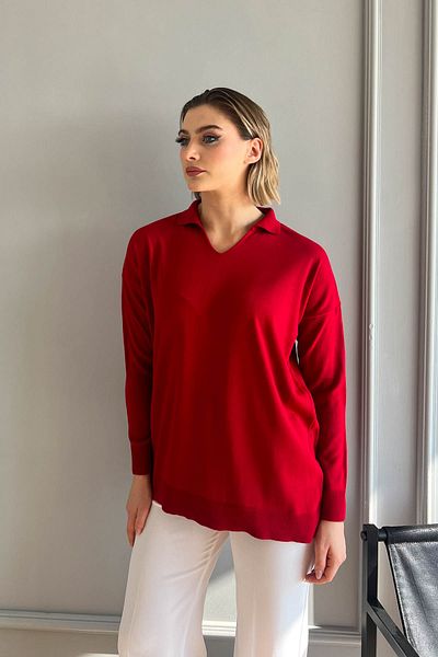 ModaPlaza Pulover de tricotaj cu gât polo pentru femei 5424