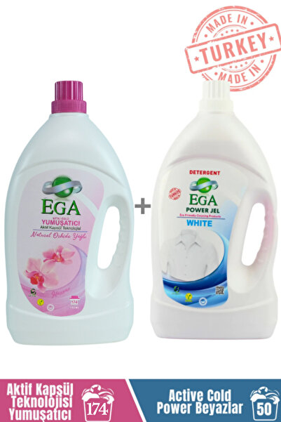 Ega Kimya Power Jel Beyaz Sıvı Yıkama Deterjanı 3900 ml + Orkide Aktif Kapsül...