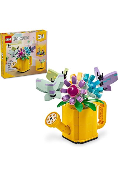 LEGO Creator 3 in 1 Flowers in Watering Can Building Toy, Transforms to Rain ...