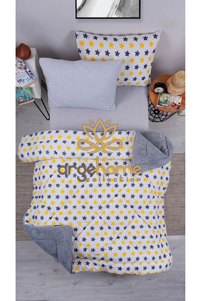 argehome Single Double Sided Welsoft Fluffy Welsoft Soft Sleeping Set Yellow Star with Elastic Sheets