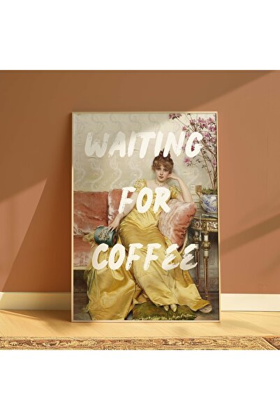 DES VU PRINT Waiting For Coffee Poster, Alternatif Sanat Temalı Çerçevesiz Po...