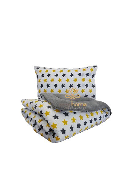 argehome Single Double Sided Welsoft Fluffy Welsoft Soft Sleeping Set Yellow Star with Elastic Sheets