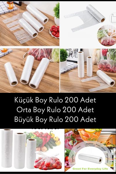 Özkan Ambalaj Temizlik 600 Pieces Each Size - 3 Roll Clear Bread Manav Refrigerator Bags