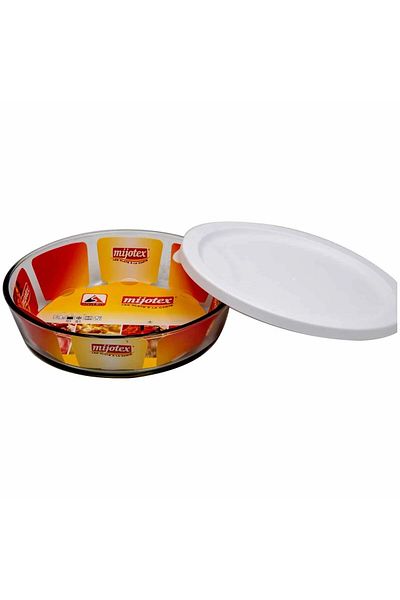 mijotex Round Borosilicate Glass Food Container Clear/White 22.6 x 6 cm 1.4 L