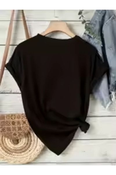 Boi Mickey Design T-Shirts- Oversize Loose Fit Casual Cotton Black T-Shirt