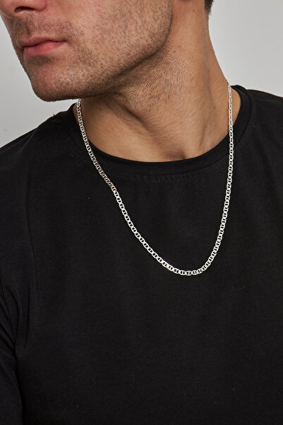 Ventino Silver 4mm Barlı 925 Ayar Gümüş Erkek Zincir Kolye Vek-3016