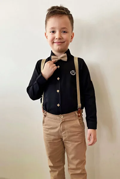 Tiril Tiril Boy's Shirt Strap Bow Tie Suit Black