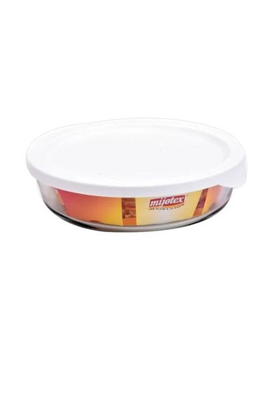 mijotex Round Borosilicate Glass Food Container Clear/White 22.6 x 6 cm 1.4 L