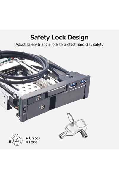 Genel Markalar 5,25" Dahili Çift Yuvalı Sabit Disk Kutusu 2,5+3,5 inç SATA HDD-SSD Muhafaza Aletsiz Tasarım