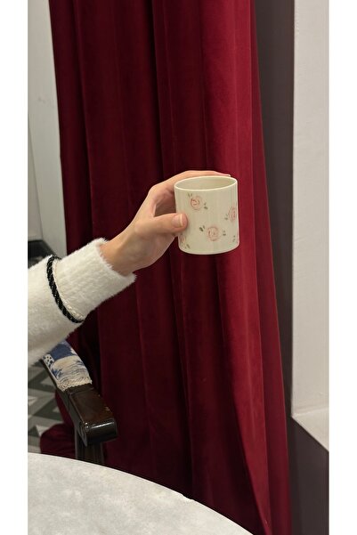 YAKA ART Rose Drawing Handmade Double Espresso Porcelain Cup