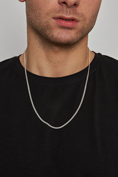 Ventino Silver 3mm Rambo 925 Ayar Gümüş Erkek Zincir Kolye Vek-3083