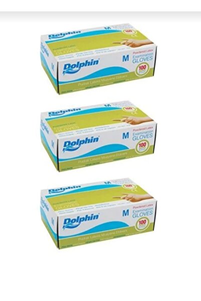 Dolphin 3 عبوات من قفازات الدلفين البودرة من اللاتكس مقاس M