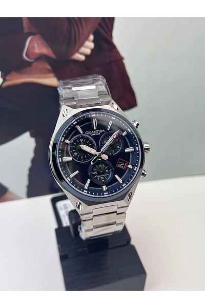 Quantum Dark Blue Sports Men's Wristwatch 10 Atm Waterproof