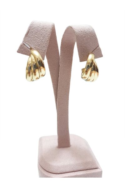 Tasarım 3-Piece Steel Earrings with Auger Motifs - 1 cm Width and 2 cm Length Gold Yellow (Gold)