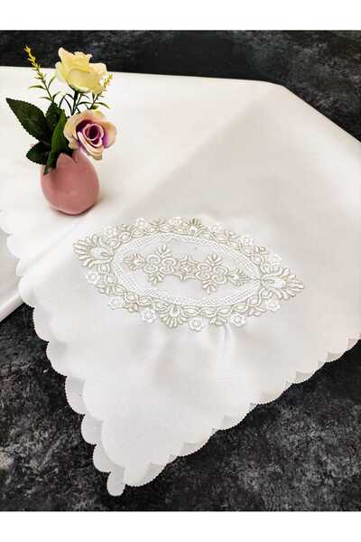 Çt Çeyizci Tekstil Fransız Güpürlü Işlemeli, Çeyizlik Saten Lüks Bohça, Nişan Bohçası