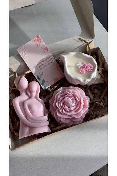 Stone Store Sevgililer Günü Sarılan Çift Mum & Şakayık Mum & Deniz Kabuğu Mum...