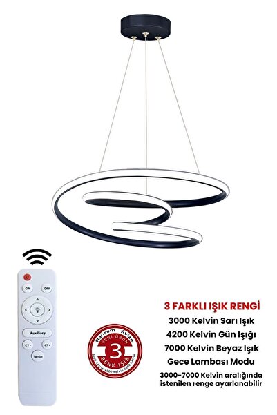 RANSOM 3 Renk Kumandalı Siyah Dimmerli Led Avize Galaksi Ledli Avize