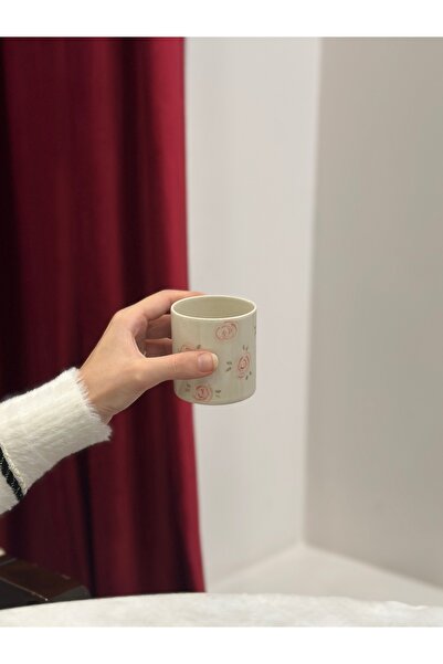 YAKA ART Rose Drawing Handmade Double Espresso Porcelain Cup