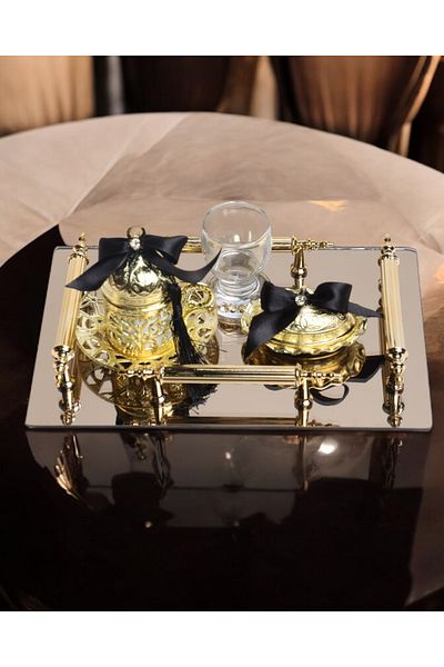 CyzHome Reverence Gold Groom Cup Coffee Tray