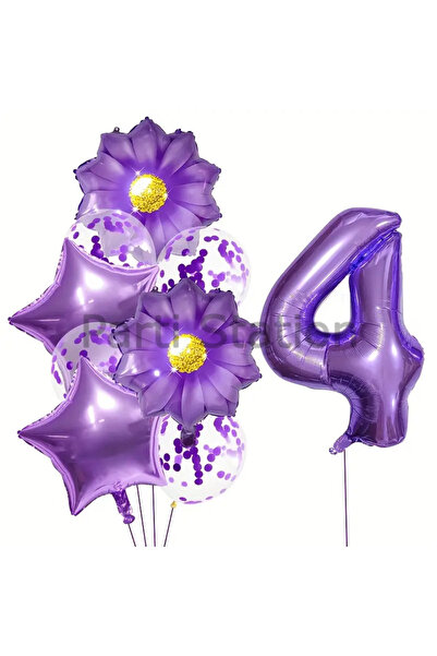 Parti Station مجموعة بالونات عيد الميلاد باللون الأرجواني من Daisy Age 4 بالل...