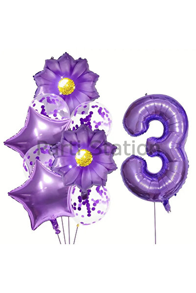 Parti Station مجموعة بالونات عيد الميلاد باللون الأرجواني من Daisy Age 3 بالل...