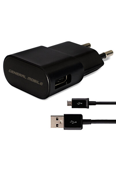 General Mobile Şarj Aleti Ve Micro Usb Kablo Set 1a Orijinal Siyah