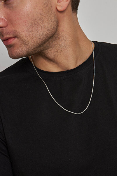 Ventino Silver 1,5mm Spiga 925 Ayar Gümüş Erkek Zincir Kolye Vek-3009