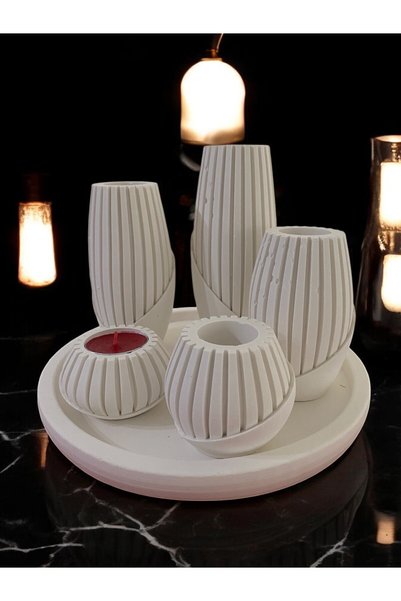 ELBUCOLECTION Set decorativ de 6 vaze și suporturi pentru lumânări