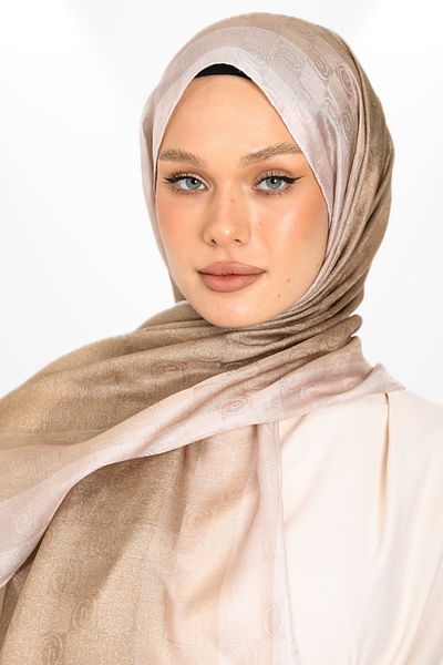 hijabchi Trend Monogram Shawl - Special Series - New Collection - New Collection - Special Series - Sand Beige