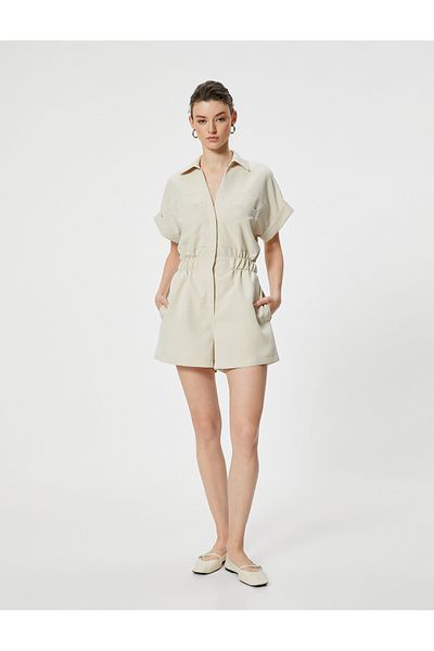 Koton Übergroßer Shorts-Overall mit elastischer Tasche und kurzen Ärmeln