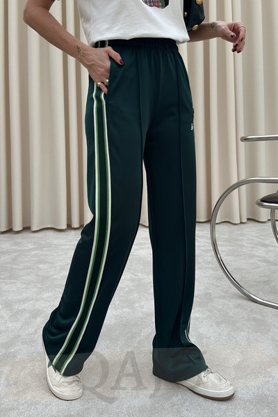 Qaju Πράσινο φούτερ με φαρδιά ρίγα στο κάτω μέρος