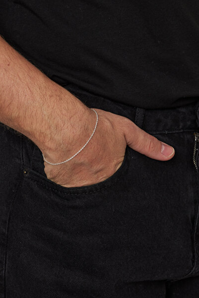 Ventino Silver 1.5mm Forse 925 Ayar Gümüş Erkek Zincir Bileklik Veb-5254