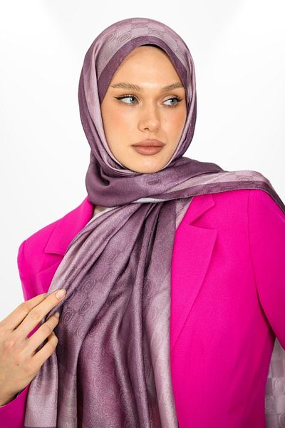 hijabchi Eggplant Purple Trend Monogram Shawl Special Series New Collection