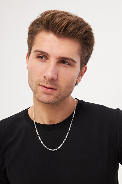 Ventino Silver 3mm Gurmet 925 Ayar Gümüş Erkek Zincir Kolye Vek-3021