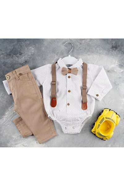 MİLANO KİDS Puantiye Zıbın Gömlekli Tarz Belden Ayarlanabilir Keten Pantolonl...