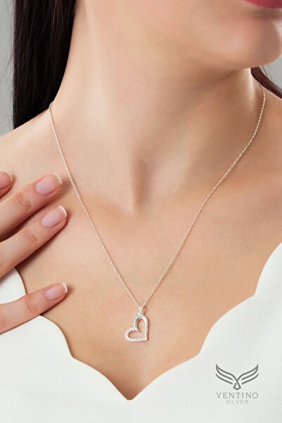 Ventino Silver Kalp Figürlü Kadın 925 Ayar Gümüş Kolye Vkk-4458