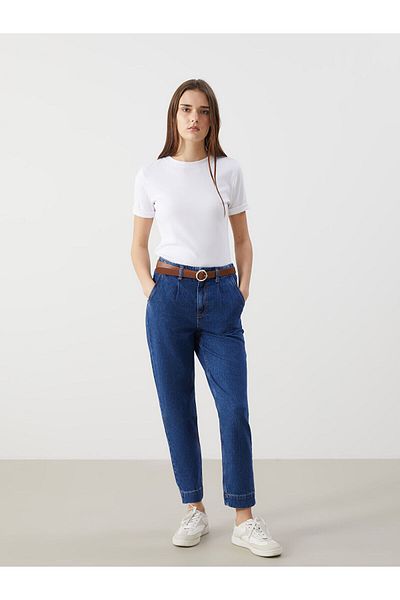 LC Waikiki Γυναικείο τζιν παντελόνι Mom Fit με ζώνη μέσης