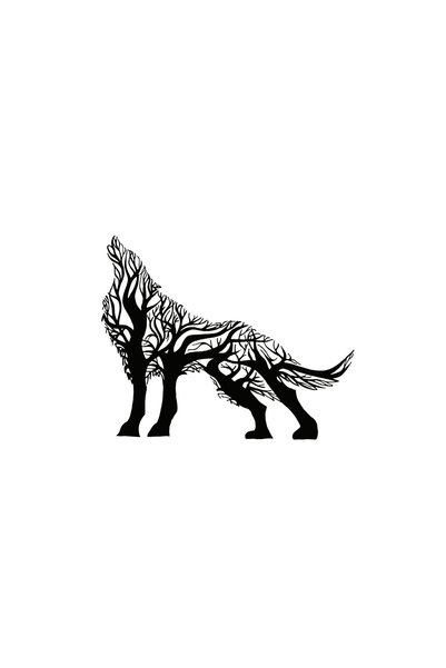 Generic Brand Wolf Tree Auto Engine Laptop Wall Foil Sticker 30x24 Cm