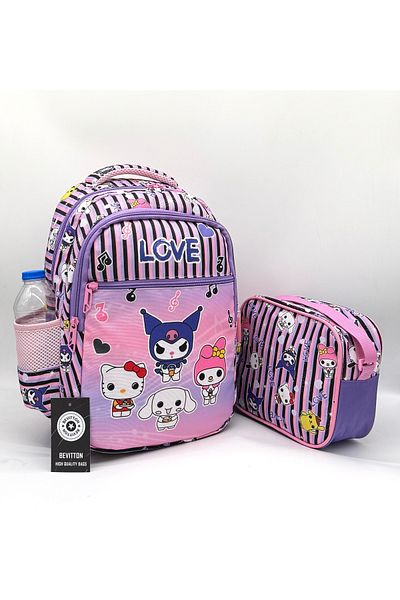 Bevitton Colorful First School Bag for Girl - Set of 2, Character Pattern